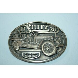 Vintage 1920 Stutz Brass Belt Buckle Fire Truck Pumper Firefighter 1982